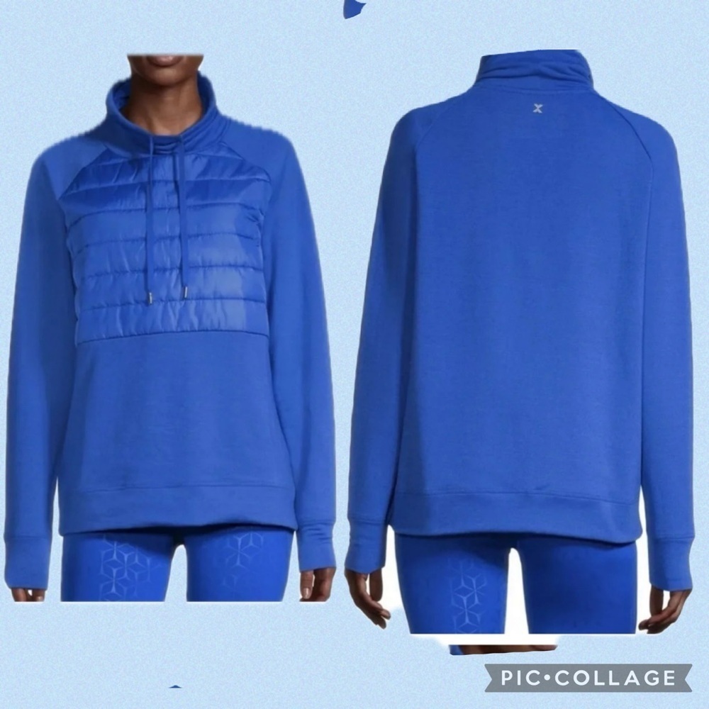 Xersion NWT Funnel Neck Long Sweatshirt Size XXL Racing Blue Msrp$60 25”p2p